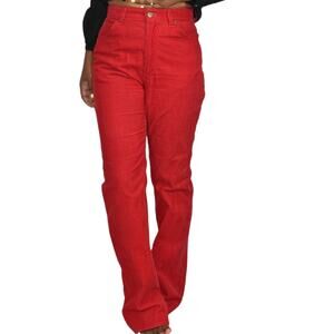 Lee Corduroy Pants Red Vintage High Waist Straight Cowgirl Retro Cords Size 28